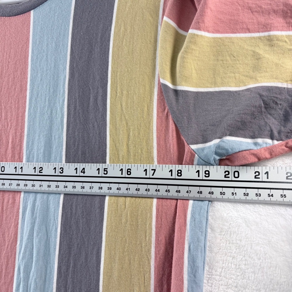 Free Planet T-Shirt Vertical Stripe Multi-Color Crew Neck FT9K77DRU Size Large - Picture 6 of 7
